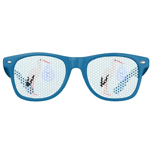 Lunettes De Fête Retro Cute Blue Baby Boy Stork (Devant)
