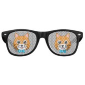 Lunettes De Fête Retro Cute Happy Ginger Cat avec Papillon (Devant)