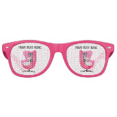 Lunettes De Fête Retro Deux chats atomiques en chaise rose vif Pois (Devant)