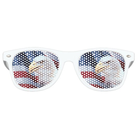 Lunettes De Fête Retro Drapeau américain de tête d'aigle chauve 4 juillet (Devant)