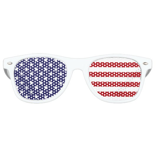 Lunettes De Fête Retro Drapeau américain - Étoiles et rayures - Vieux Glo (Devant)