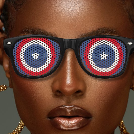 Lunettes De Fête Retro Drapeau américain patriotique rouge blanc et bleu