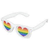 Lunettes De Fête Retro drapeau arc-en-ciel amour symbole de coeur teintes (Angulaire)
