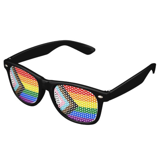 Lunettes De Fête Retro Drapeau de fierté Progress Pride de SlipperyJoe si (Angulaire)