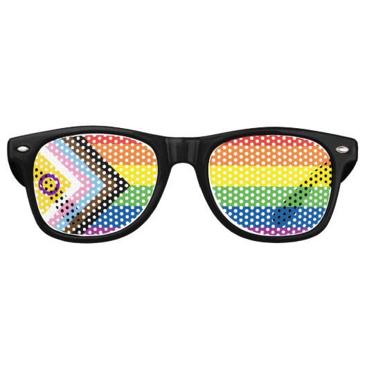 Lunettes De Fête Retro Drapeau de la Fierté de Progrès Intégrale LGBTQ In (Devant)