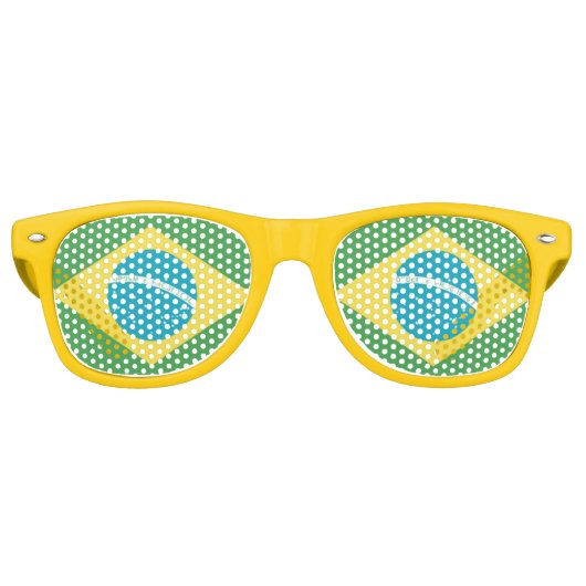 Lunettes De Fête Retro Drapeau du Brésil (Devant)