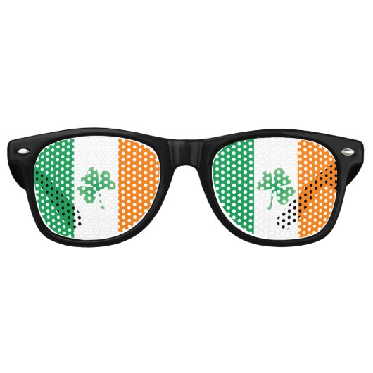 Lunettes De Fête Retro Drapeau irlandais avec Shamrock (Devant)