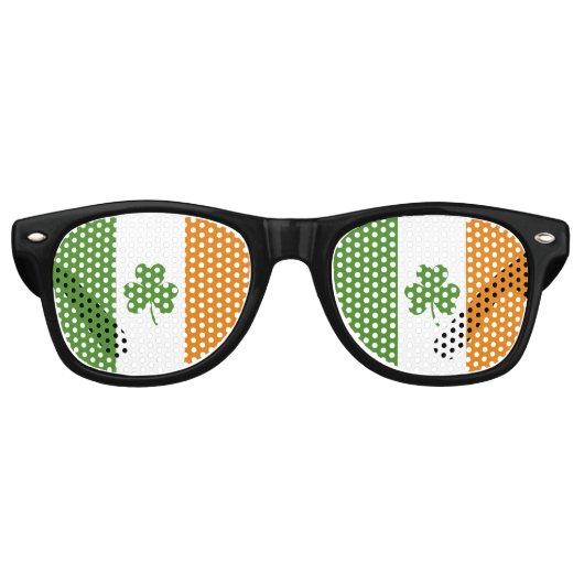 Lunettes De Fête Retro Drapeau irlandais de la Saint Patrick avec Shamroc (Devant)