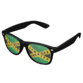 Lunettes De Fête Retro Drapeau Jamaïcain de vacances Vert or Jamaïcain (Angulaire)
