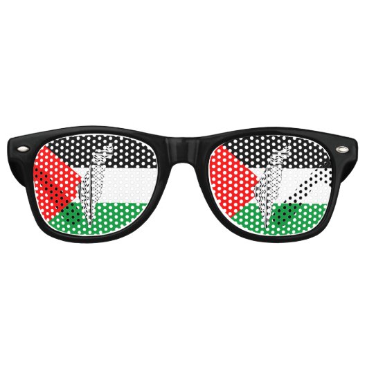 Lunettes De Fête Retro Drapeau palestinien et carte avec Motif Keffiyeg (Devant)