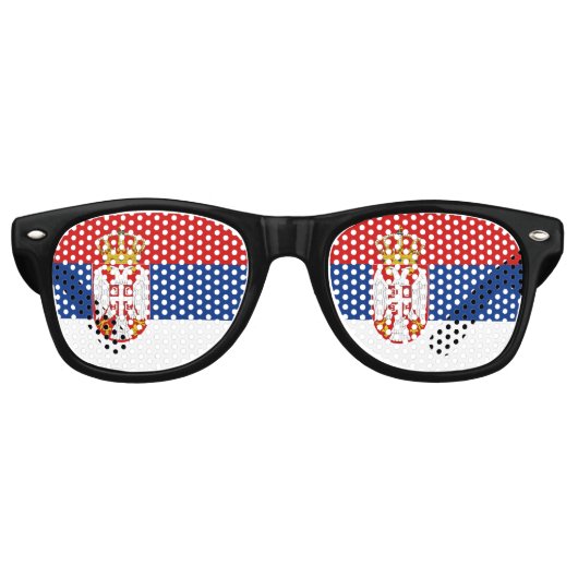 Lunettes De Fête Retro Drapeau Serbie (Devant)