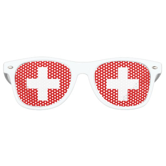 Lunettes De Fête Retro Drapeau Suisse (Devant)