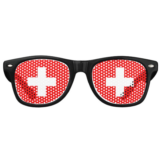 Lunettes De Fête Retro Drapeau Suisse (Devant)