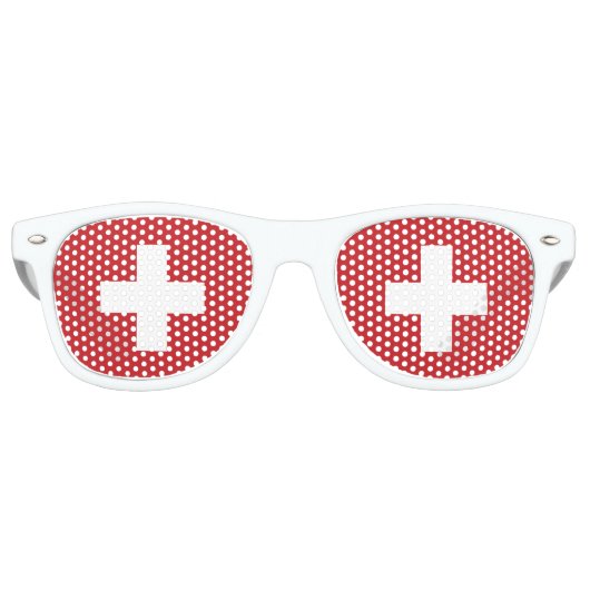 Lunettes De Fête Retro Drapeau Suisse (Devant)