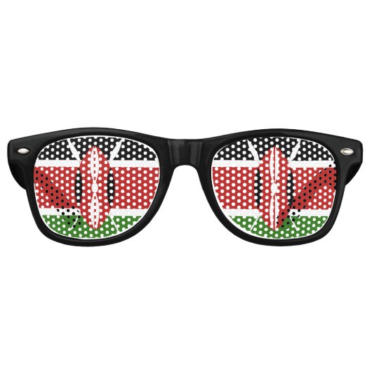 Lunettes De Fête Retro Emblème du drapeau du Kenya (Devant)
