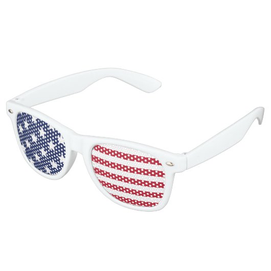 Lunettes De Fête Retro Étoiles et rayures Rouge blanc et bleu patriotique (Angulaire)
