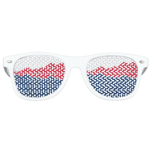 Lunettes De Fête Retro Étoiles rouge, blanche et bleue (Devant)