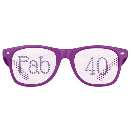Lunettes De Fête Retro Fabulous Purple Fab 40 40e anniversaire (Devant)