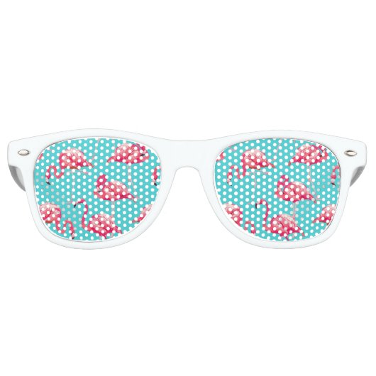 Lunettes De Fête Retro Flamingo rose sur arrière - plan turquoise (Devant)