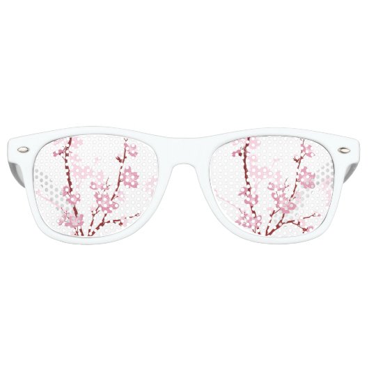 Lunettes De Fête Retro Fleur de cerisier japonaise, douce fleur rose, gir (Devant)