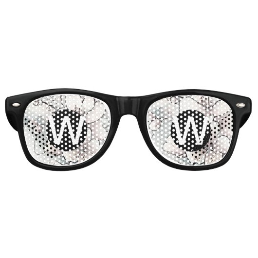 Lunettes De Fête Retro Fleur de cerisier monogramme (Devant)