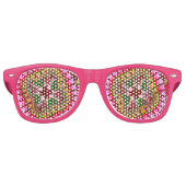 Lunettes De Fête Retro Fleur de fraise rose (Devant)