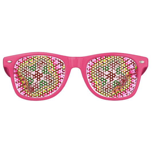 Lunettes De Fête Retro Fleur de fraise rose (Devant)
