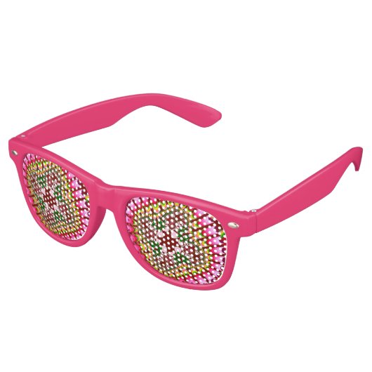 Lunettes De Fête Retro Fleur de fraise rose (Angulaire)