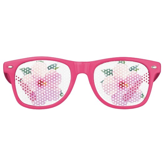Lunettes De Fête Retro Fleurs d'Hibiscus roses (Devant)