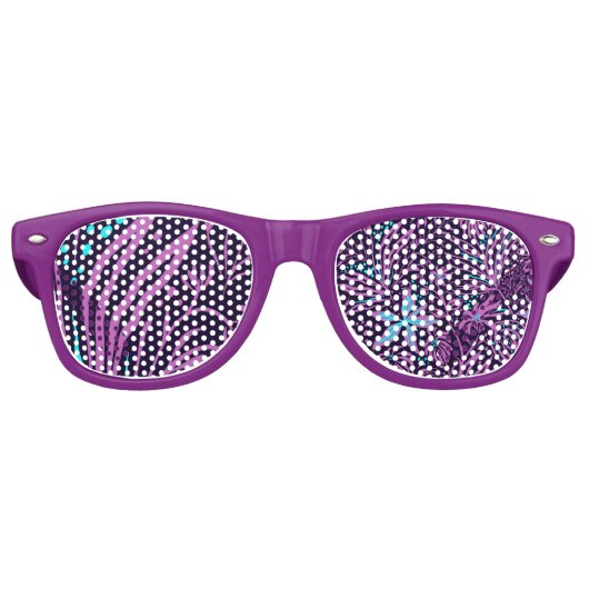 LUNETTES DE FÊTE RETRO FLEURS PURPLE MOTIF (Devant)