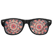 Lunettes De Fête Retro FLEURS SUN Abstraites - bleu rouge + votre backgr. (Devant)