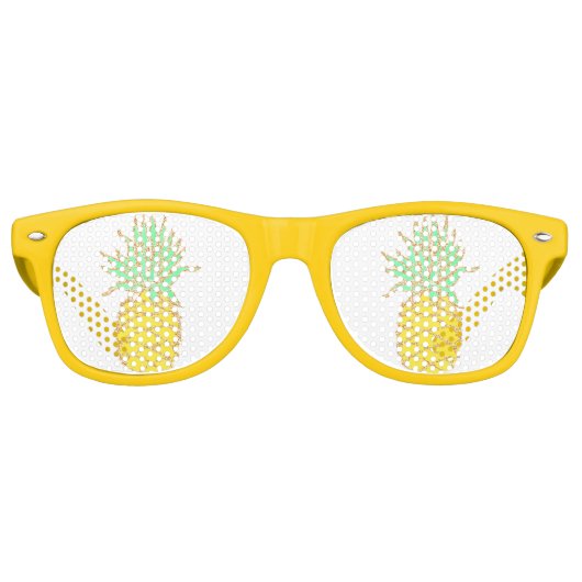 Lunettes De Fête Retro Fun Yellow Pineappy Parties scintillant (Devant)