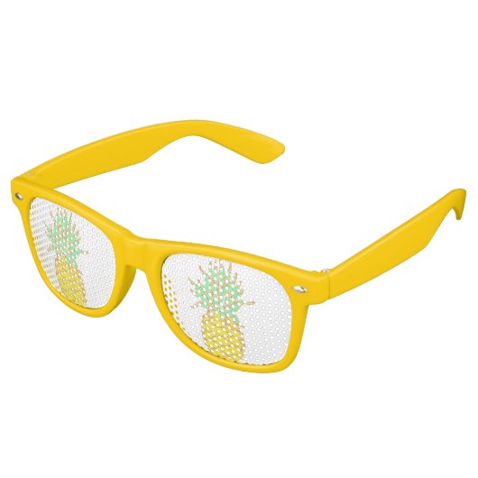 Lunettes De Fête Retro Fun Yellow Pineappy Parties scintillant (Angulaire)