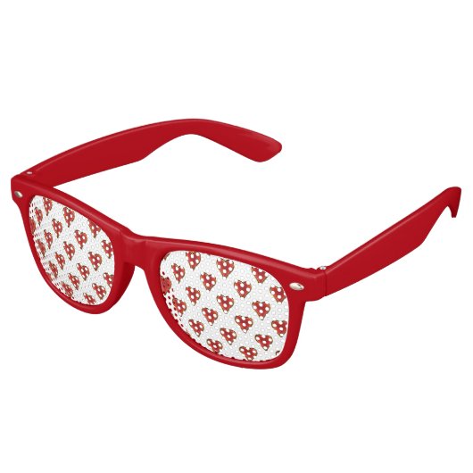 Lunettes De Fête Retro Funny Heart Motif - or rouge + votre arrière - pla (Angulaire)
