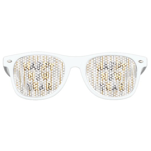 Lunettes De Fête Retro Gold Silver Stripes Happy New Year (Devant)