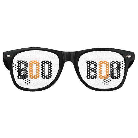 Lunettes De Fête Retro Halloween noir blanc orange Éffrayant Boo (Devant)