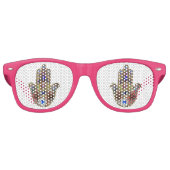 Lunettes De Fête Retro Hamsa Coeurs Fleurs Opal Art sur Or (Devant)
