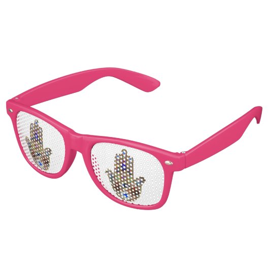 Lunettes De Fête Retro Hamsa Coeurs Fleurs Opal Art sur Or (Angulaire)