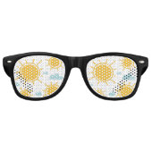 Lunettes De Fête Retro Hand Drawn Summer Sun Pattern (Devant)