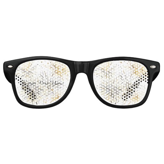 Lunettes De Fête Retro Happy New Year Gold Silver Fireworks (Devant)