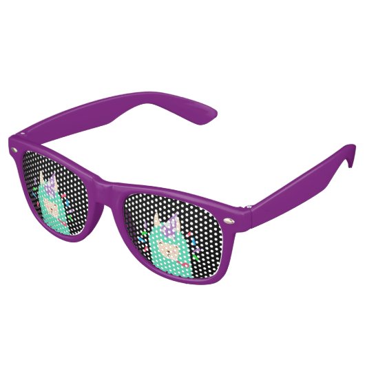 Lunettes De Fête Retro Heure de la fête Emoji Llama (Angulaire)