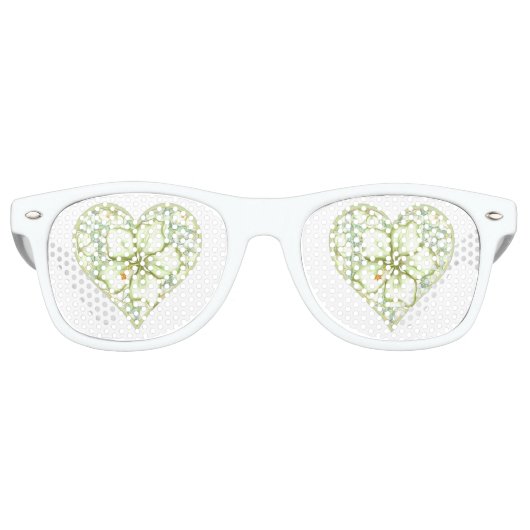 Lunettes De Fête Retro Hibiscus & dentelle BLANC (Devant)