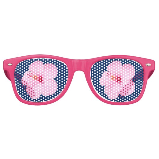 Lunettes De Fête Retro Hibiscus rose Fleur tropicale (Devant)