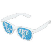 Lunettes De Fête Retro Hillary 2016 Bleu tendance (Angulaire)