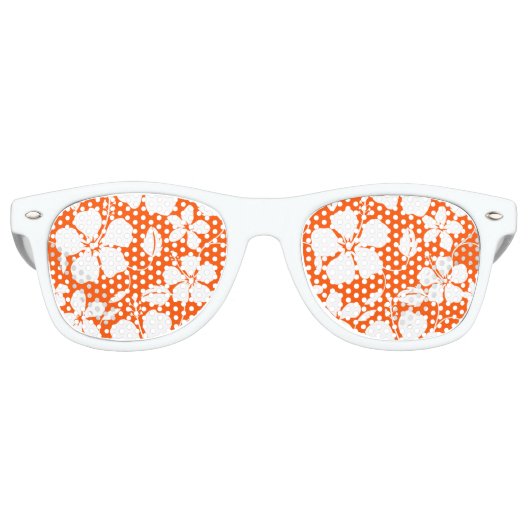 LUNETTES DE FÊTE RETRO HULA HAÏIENNE (HIBISCUS) ORANGE (Devant)