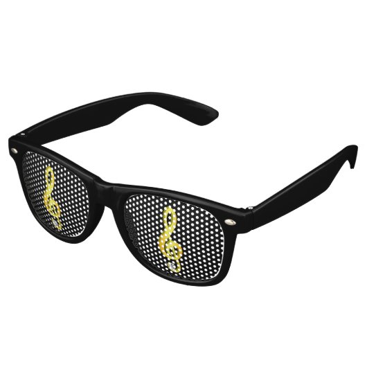 Lunettes De Fête Retro Icône dorée d'une note de musique clé de sol (Angulaire)