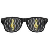 Lunettes De Fête Retro Icône dorée d'une note de musique clé de sol (Devant)