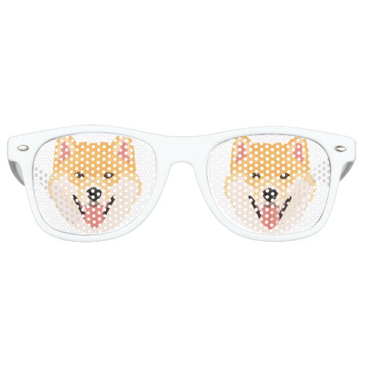 Lunettes De Fête Retro Illustration Shiba Inu (Devant)