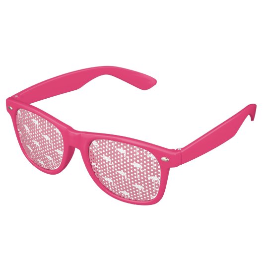 Lunettes De Fête Retro Impression Flamant rose blanc (Angulaire)