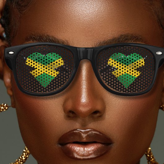 Lunettes De Fête Retro Jamaïcain Jamaïcain Drapeau Coeur